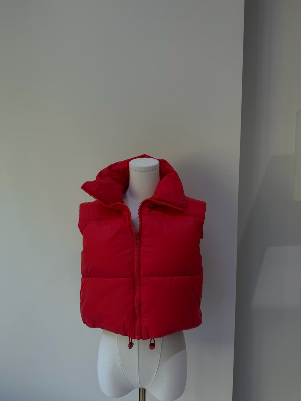 Women’s Cropped Red Puffer Vest - Lightweight Sleeveless Jacket